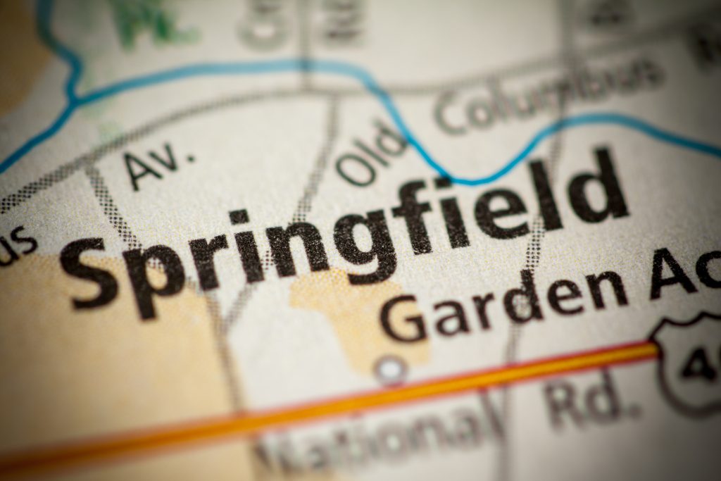 Springfield, Illinois: the largest city in Illinois. Map focused on Springfield's location in the state